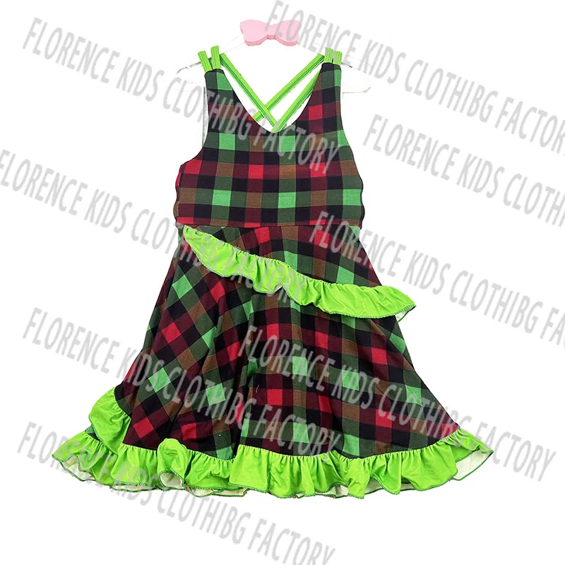 DH OEM Christmas custom wholesale toddler baby children red bamboo dress kids dresses for girls