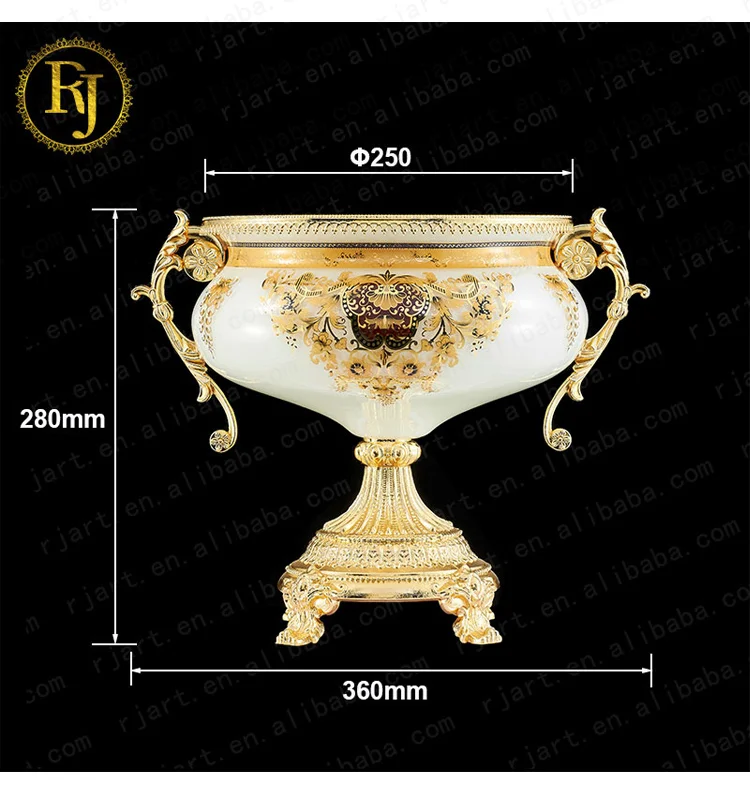 High-End Hotel Muslim Dinnerware Villa Decoration Uzbek Skidki Chinni Idishlar Posuda Crystal Fruit Plate Gold Fruit Plate