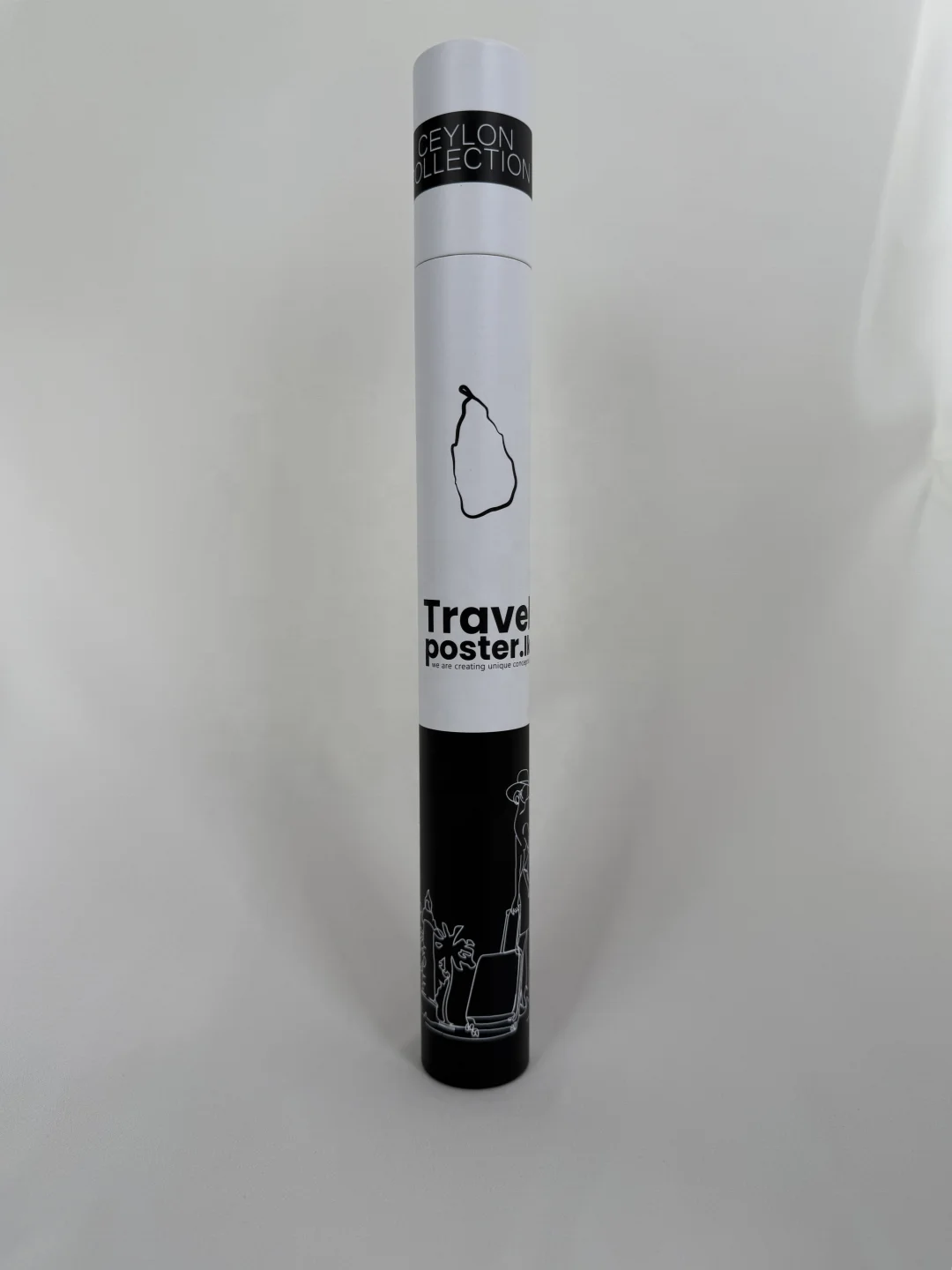 Eco Friendly Black and White Customized Tube Packaging Slim Cylinder Poster Paper Tube for Incense Stick Packaging