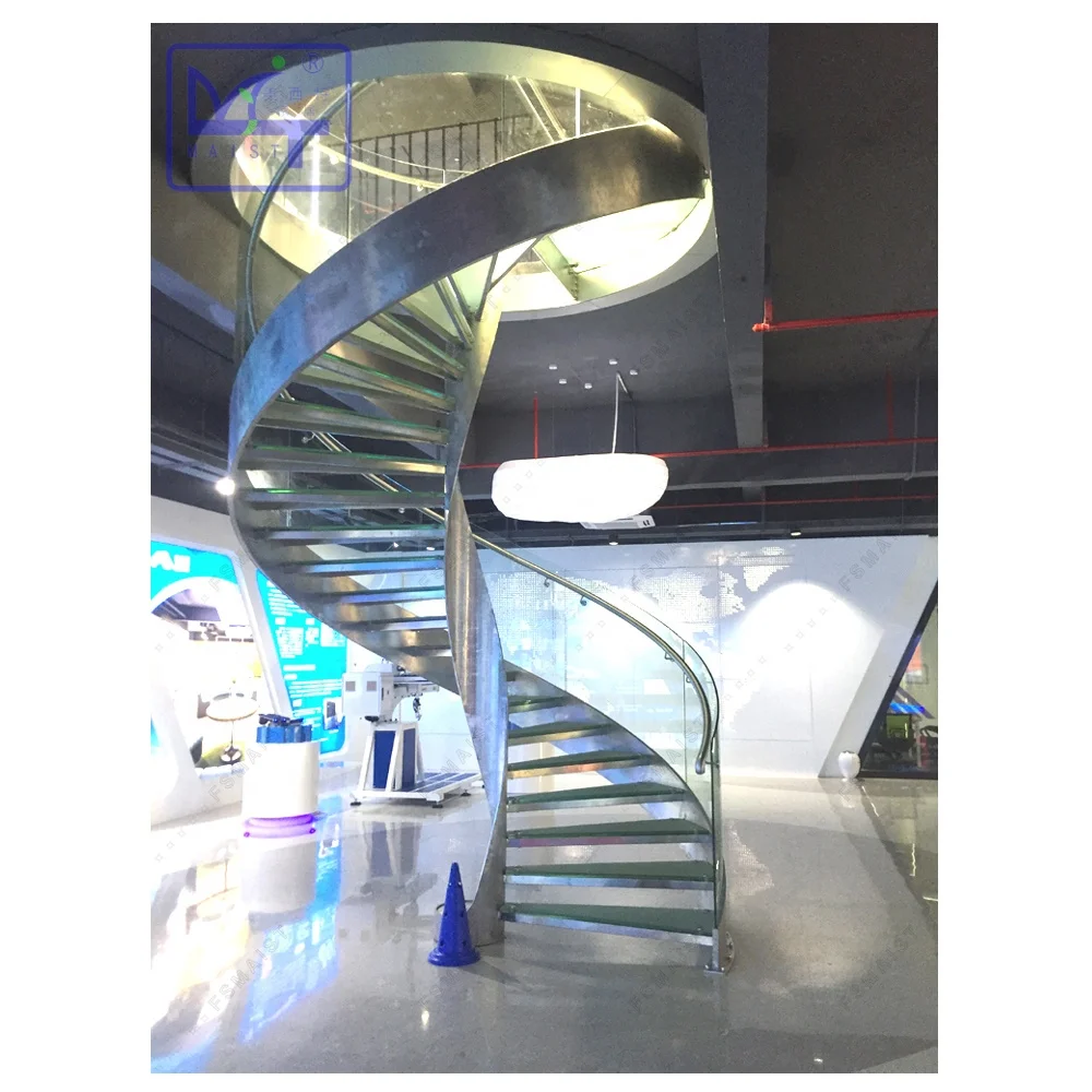 Glass stair LED stainless steel spiral staircase made in China-Maist
