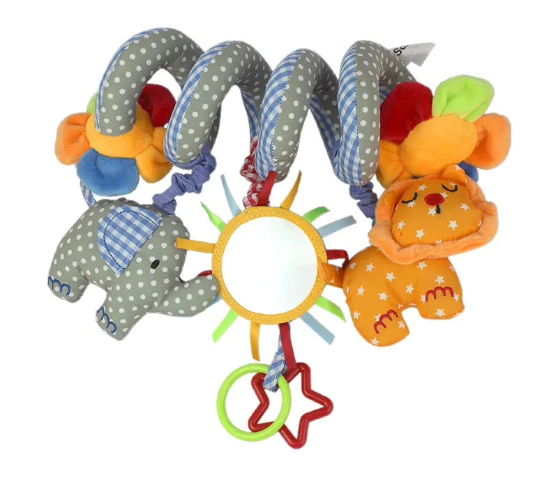 K2263 Newborn Baby Bed Rattle Toys Hanging Cloth Spiral Toy for Baby Stroller Accessories Hook Clip On Pram with Music
