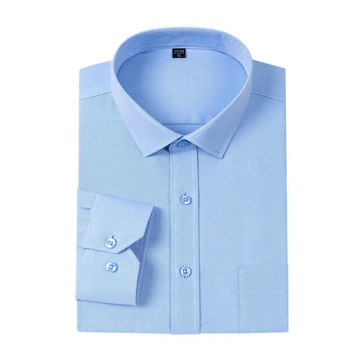 100% Silk Office Formal Shirts White for Men Long Sleeve Dress Shirts Slim Fit Custom OEM ODM Solid Full Sleeve