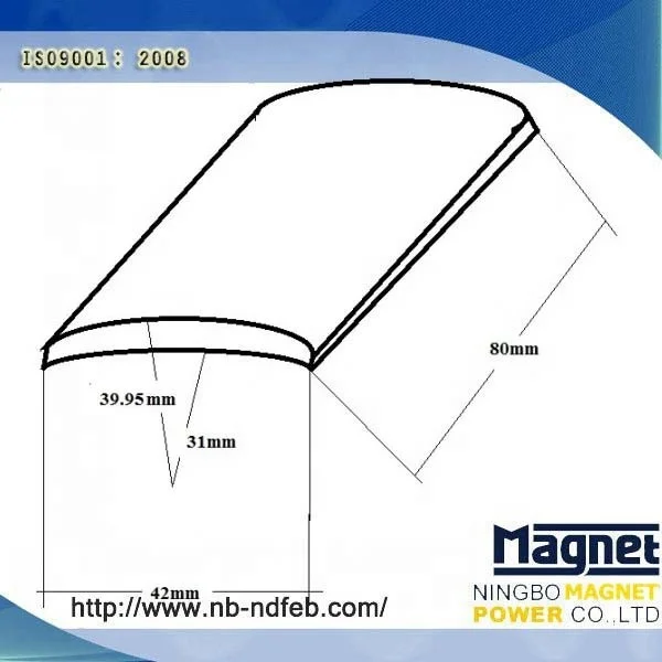 N52 Permanent Segment  Neodymium Magnet for  High Power Motor