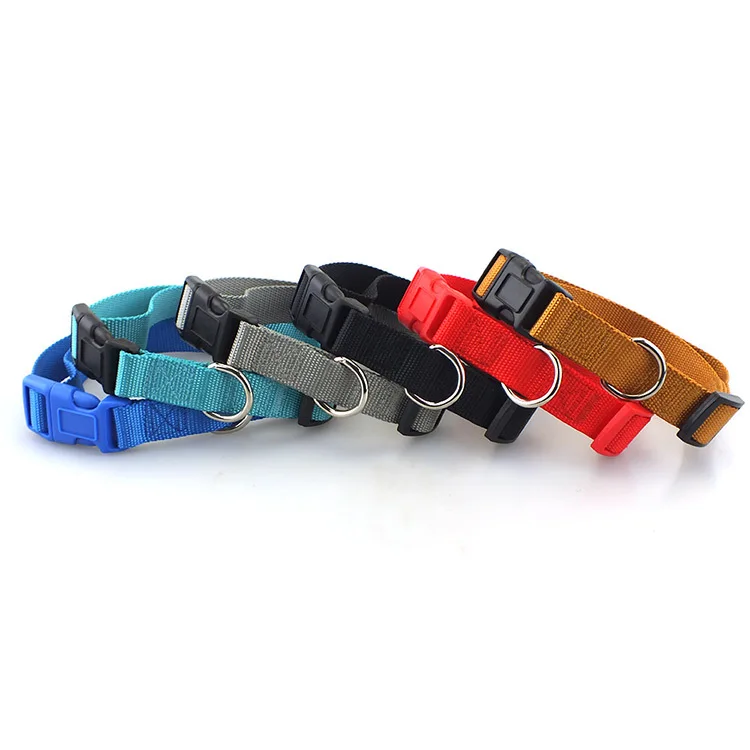 A-mazon Oem Custom Leash Luxury Personalized Logo Adjustable Pet Blank Plain Nylon Dog Collar
