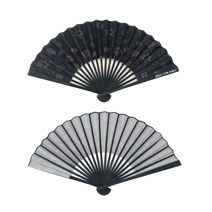 Custom printed bamboo wood paper large small hand folding fan for promotional gifts hand made fans