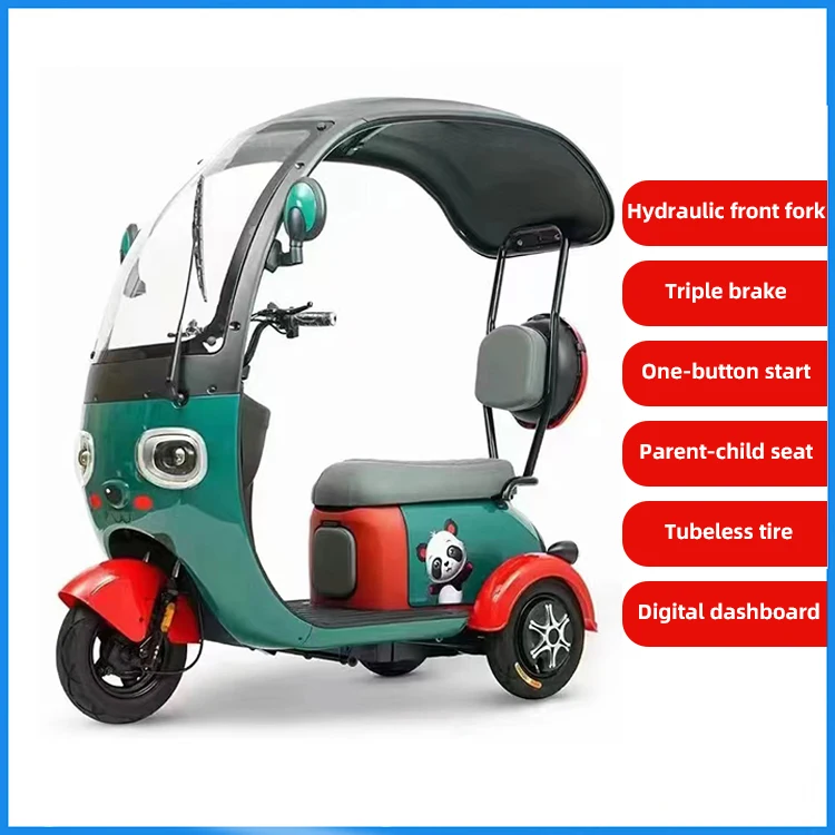 Manufacturer Electric Scooters 3 Wheels Rain-roof E-trike 650w 60v20ah 48v20ah Battery Electric Tricycles For Adults