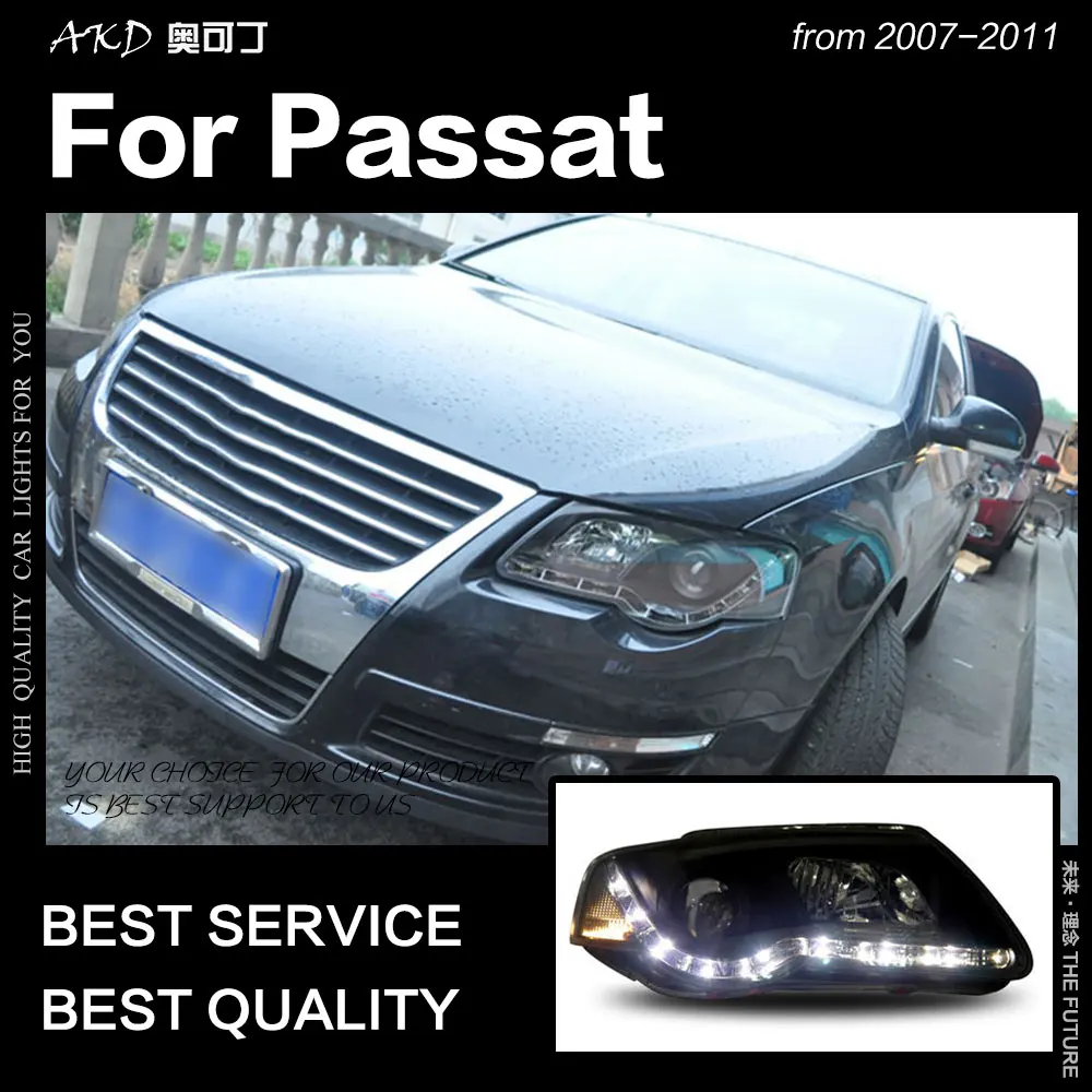 AKD Car Styling Head Lamp for VW Passat Headlights 2007-2011 Magotan B6 LED Headlight DRL Hid Bi Xenon Auto Accessories