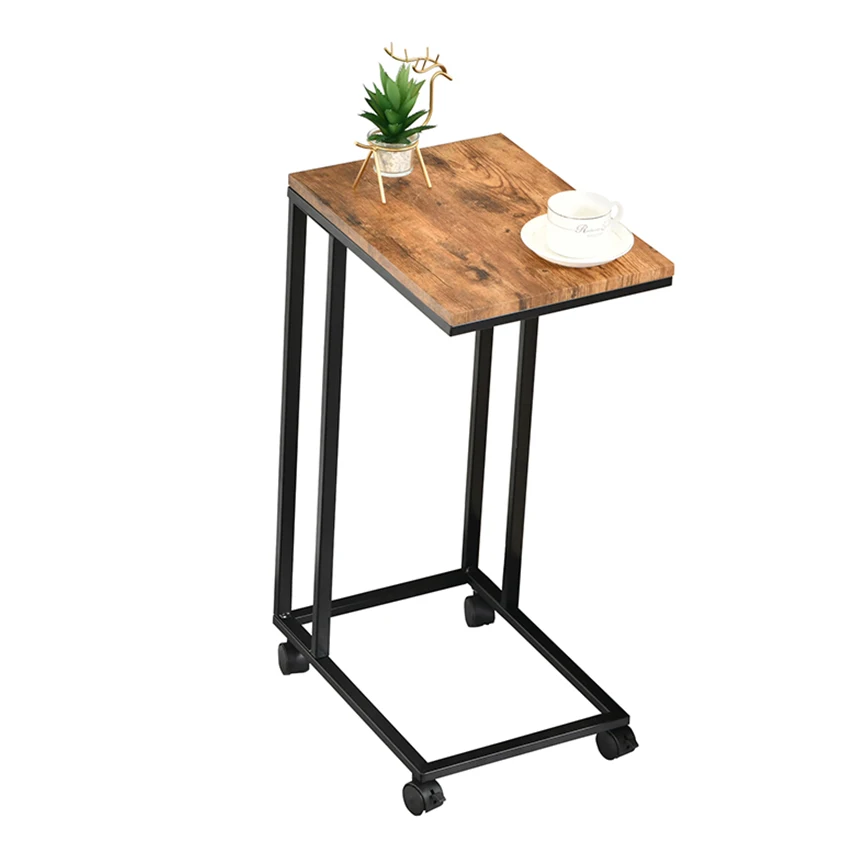New Design Sofa C Shape Computer Black  End Table Coffee Side Tables  with wheels
