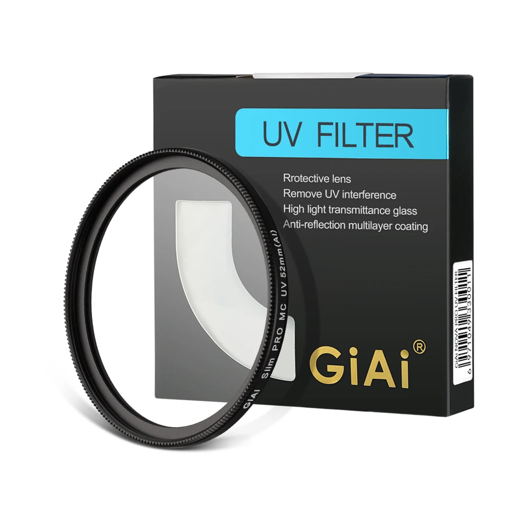GiAi slim 52mm Camera UV Filter HD camera lens filter for Canon camera