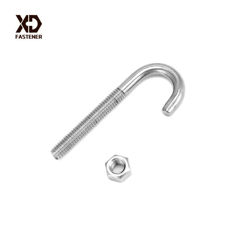 XD Fasteners SS304 316 A2 A4 M3 M4 M5 M6 M8 Custom Zinc plated J Bolt With Hex Nut
