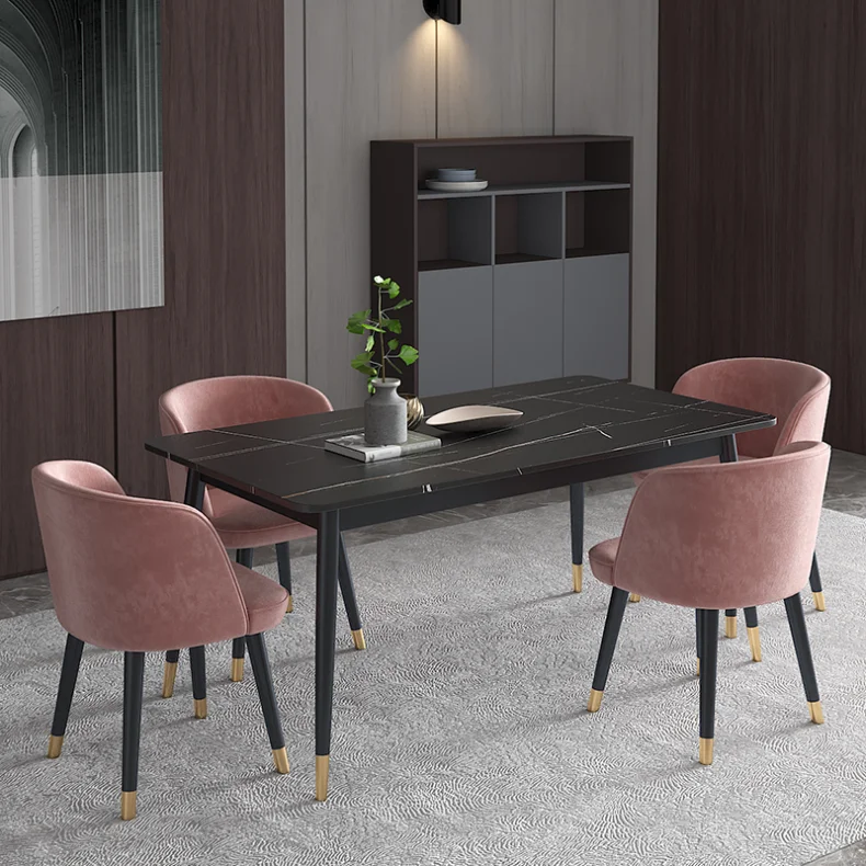 Furniture modern light luxury Nordic rectangle marble dining room tables and chairs