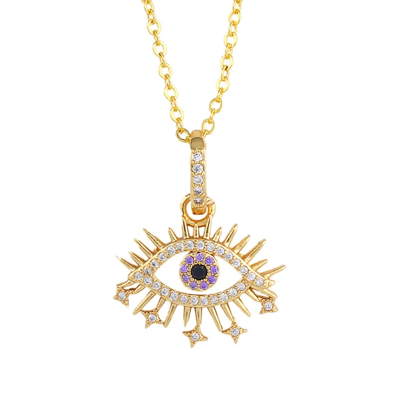 
ASnkp31 Creative Turkish Style 18 K Gold Blue Eye Zircon Pendant Necklace 