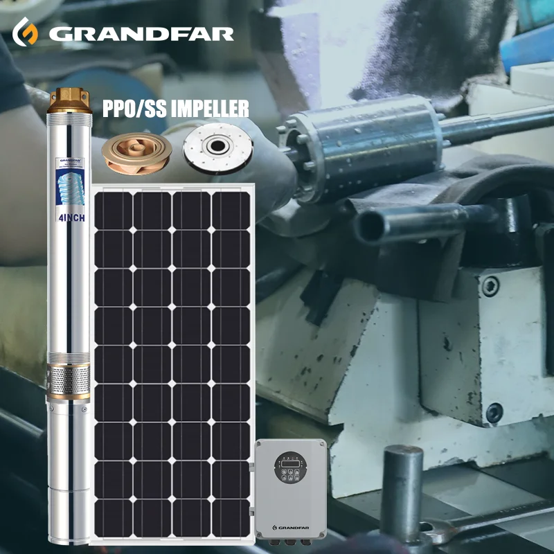 1.5hp 0.5hp семейные дома dc48v 72v для полива и орошения высокого давления submissible водяной насос на солнечной батарее grandfar 4SSD