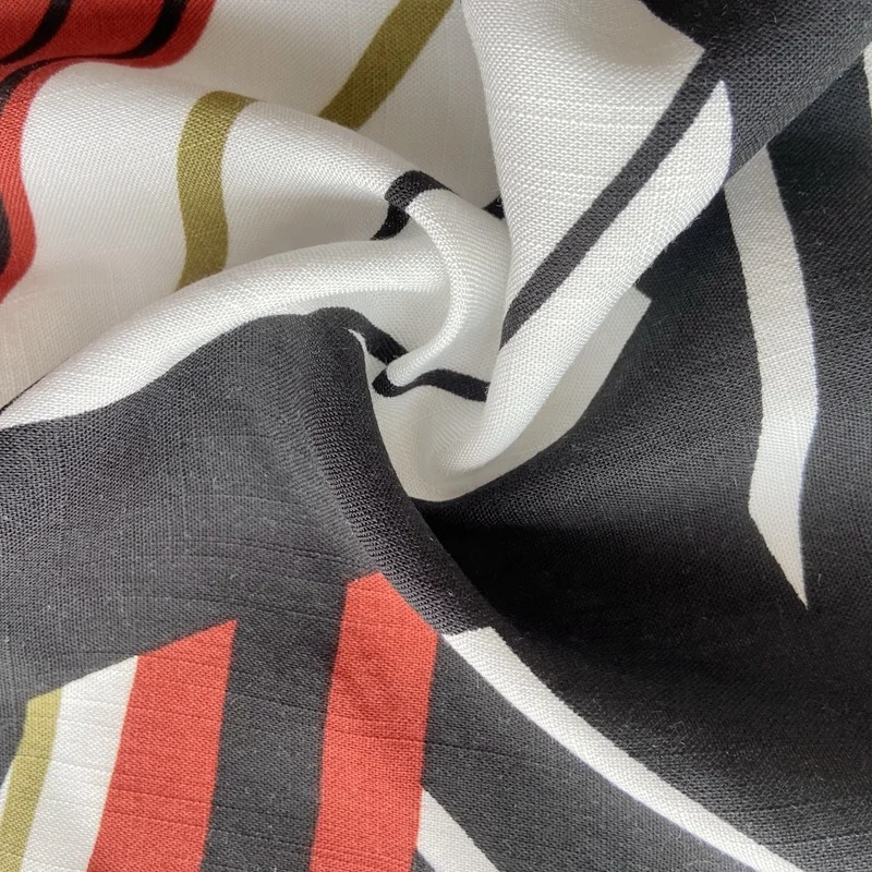 
Rayon slub fabric printed with fashion geometric design for slub shirt fabric 