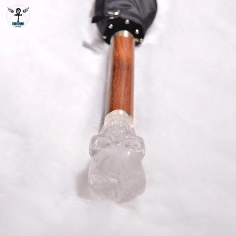 Natural rose quartz crystal design Skull Handle Umbrella Pure handmade umbrella Second Kill Alexander Mcqueen