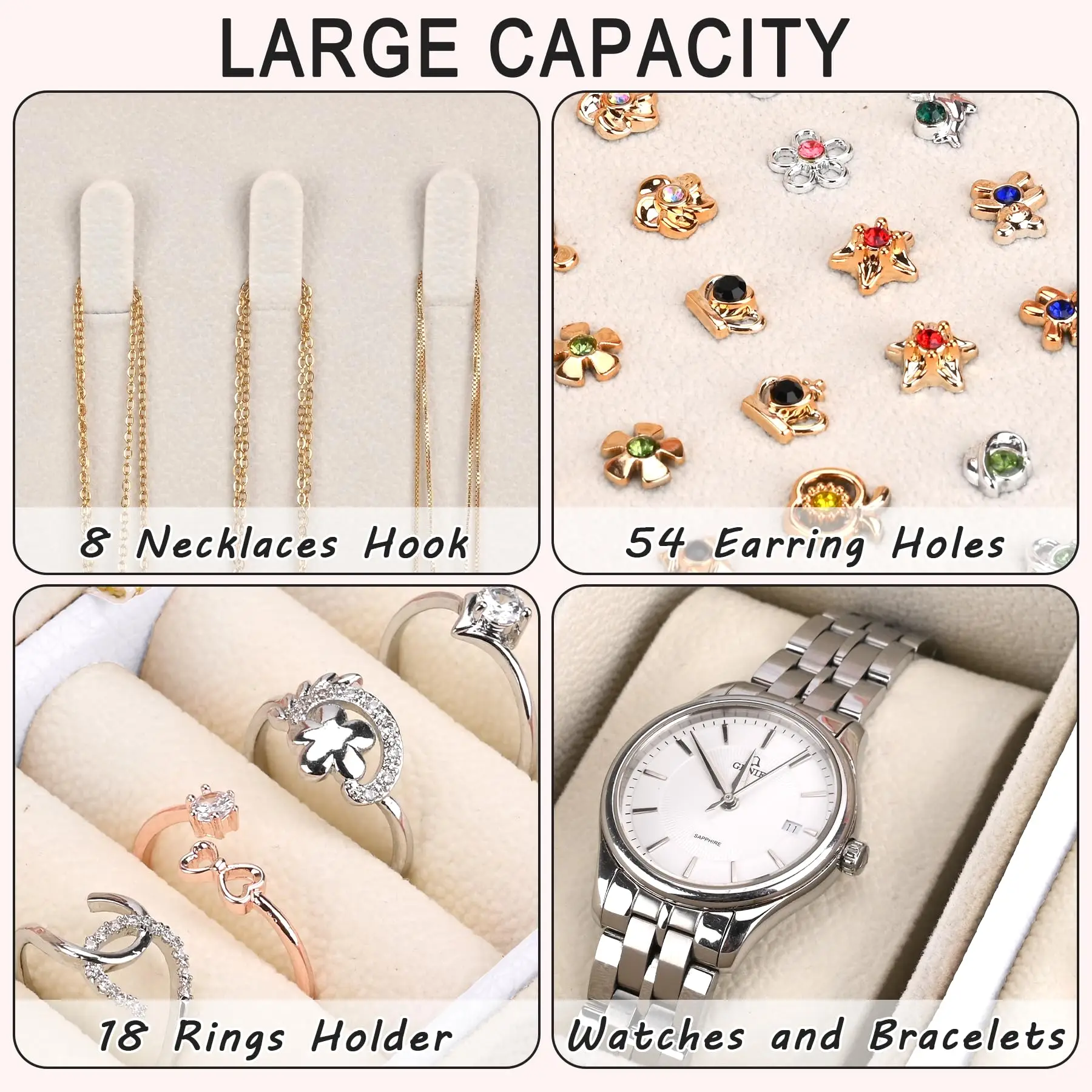 SANQIANWAN Custom Luxury 2 Layers Leather Jewelry Box Nice Gift Boxes for Ladies Big Storage Box for Jewels