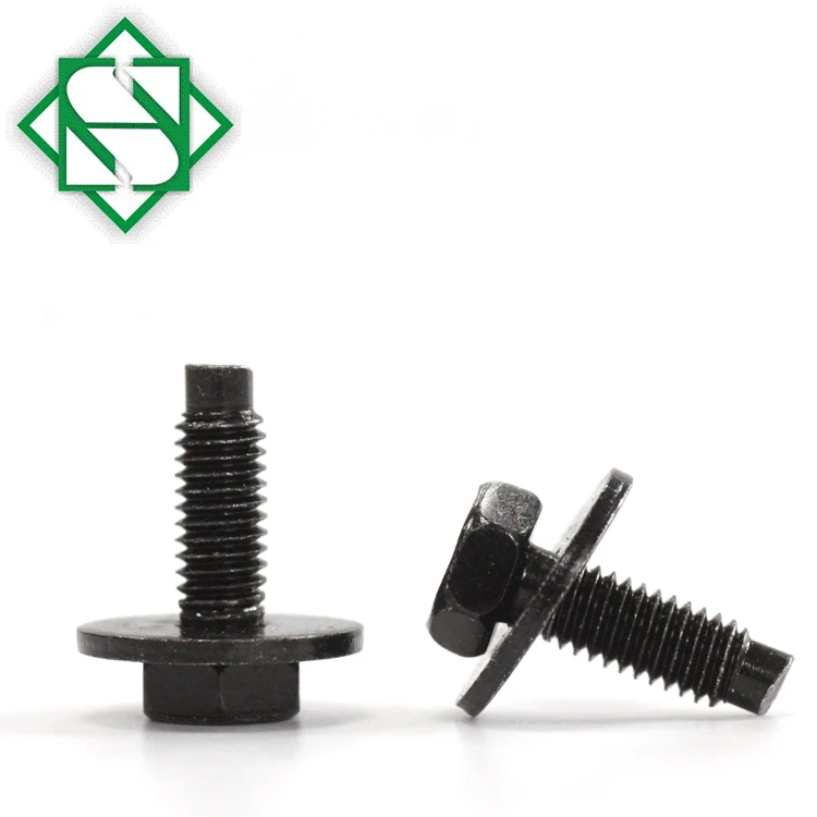 M6 X 18mm BLACK OXIDE HEXAGON INDENTED HIN HEAD MACHINE SCREW with PLAIN WASHER