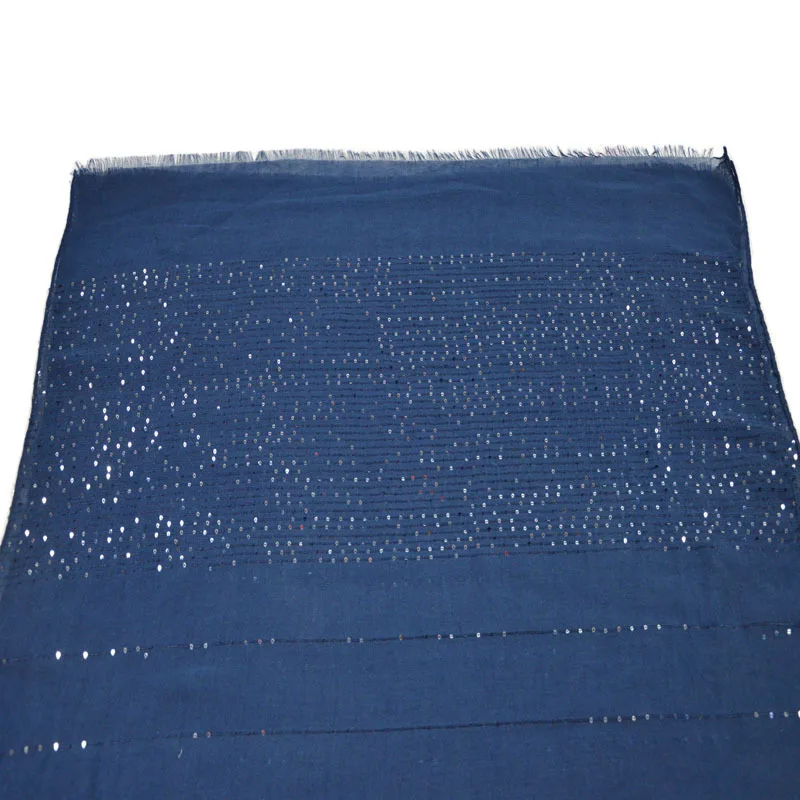 Promotional multi color women sequined scarf muslim hijab cotton scarves