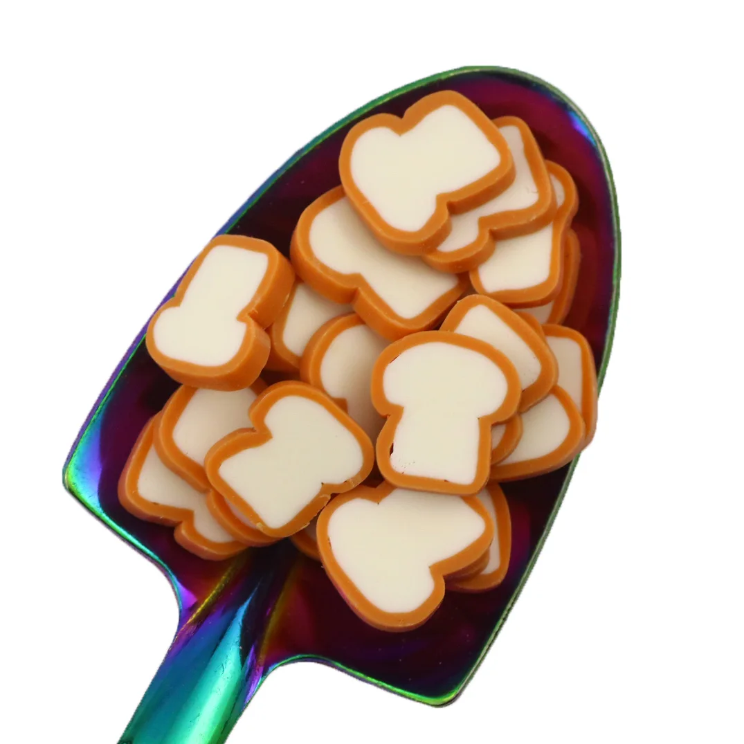 500G 10MM Miniature Food Toast Bread Polymer Clay Sprinkles Slices for Slime DIY Craft Art Decoration Nail Tumblers