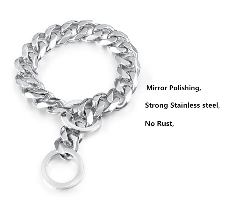 15mm Stainless steel silver gold Slip choke dog chain for Pitbull,Doberman,Bulldog,Rottweiler