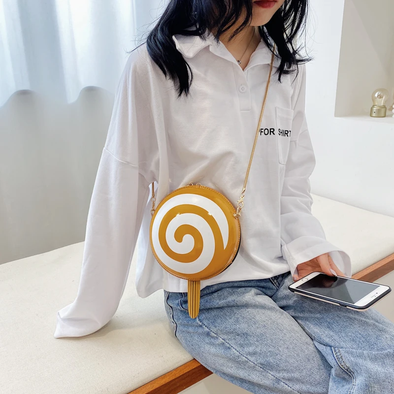 
Dropshipping 2020 New Fashion PU Leather LollipopShape Handbags and Purses for Women Chain Shoulder Crossbody Bag 