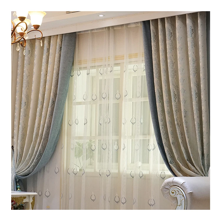 European style decoration window curtains Jacquard Curtain with valance design