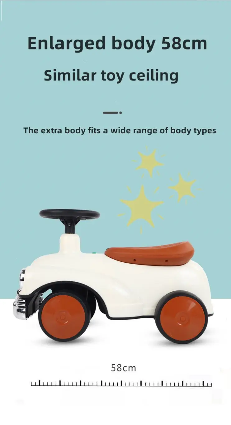 Vintage Kids Glide Car Quad Bike Balance Bike with Light Music Twist Car Baby Toy Car