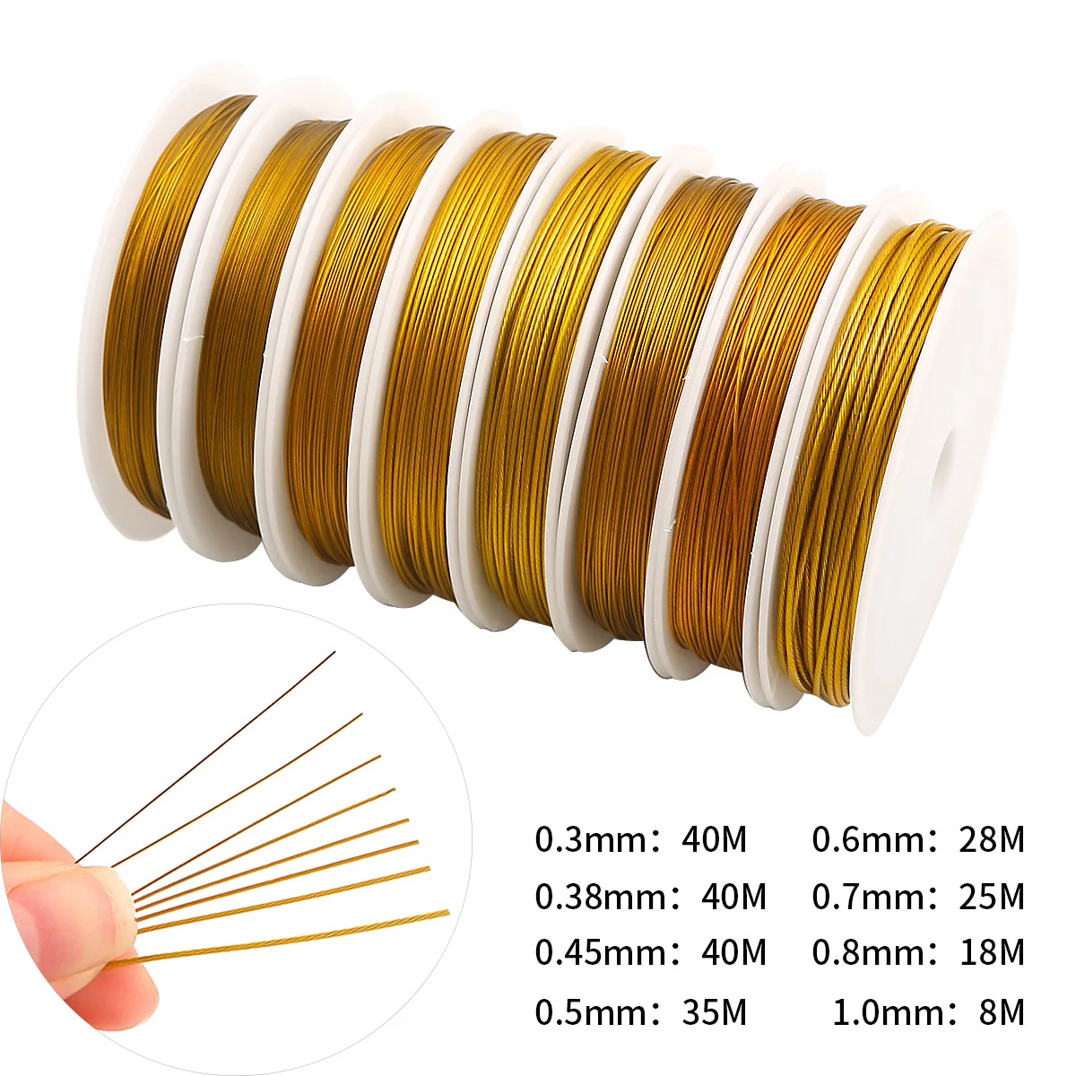 1 Roll Steel/Gold Color Wire Rope 0.3 0.38 0.45 0.5 0.6 0.7 0.8mm Stainless Steel Wire Cords DIY Jewelry Making Accessories