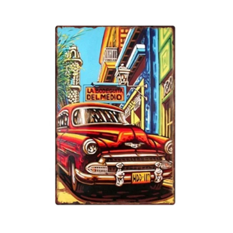 Retro industrial Decor bar barber shop barbecue restaurant coffee shop car tinplate painting