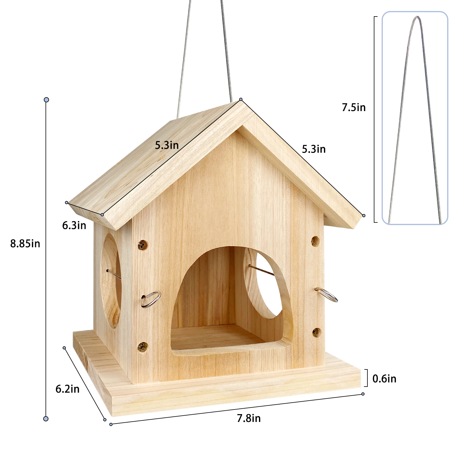 Wooden Bird Feeder Multifunctional Bird Feeder Box Hanging Cedar Wood Wild Bird Feeder Easy to Clean & Fill