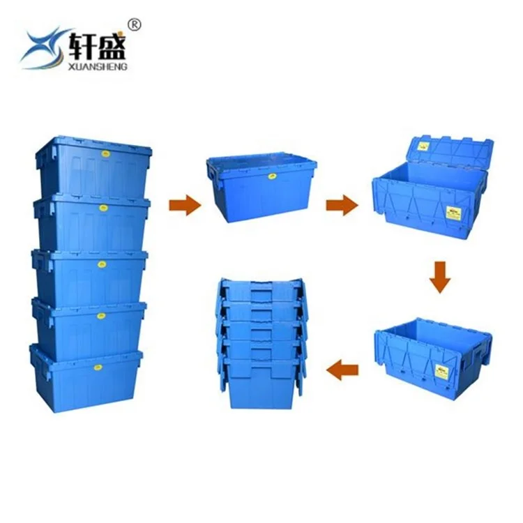 Wholesale 70L Heavy Duty Solid Moving Plastic stacking Boxes with PP Material