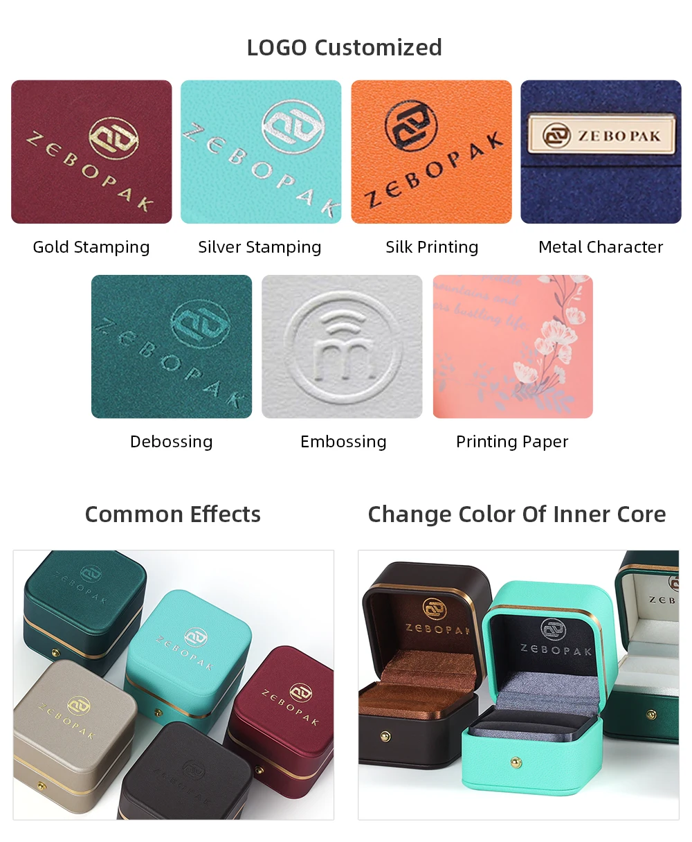 Factory wholesale velvet gift jewellery jewelry packaging box personalised jewellery boxes with logo custom for ring/bracelet