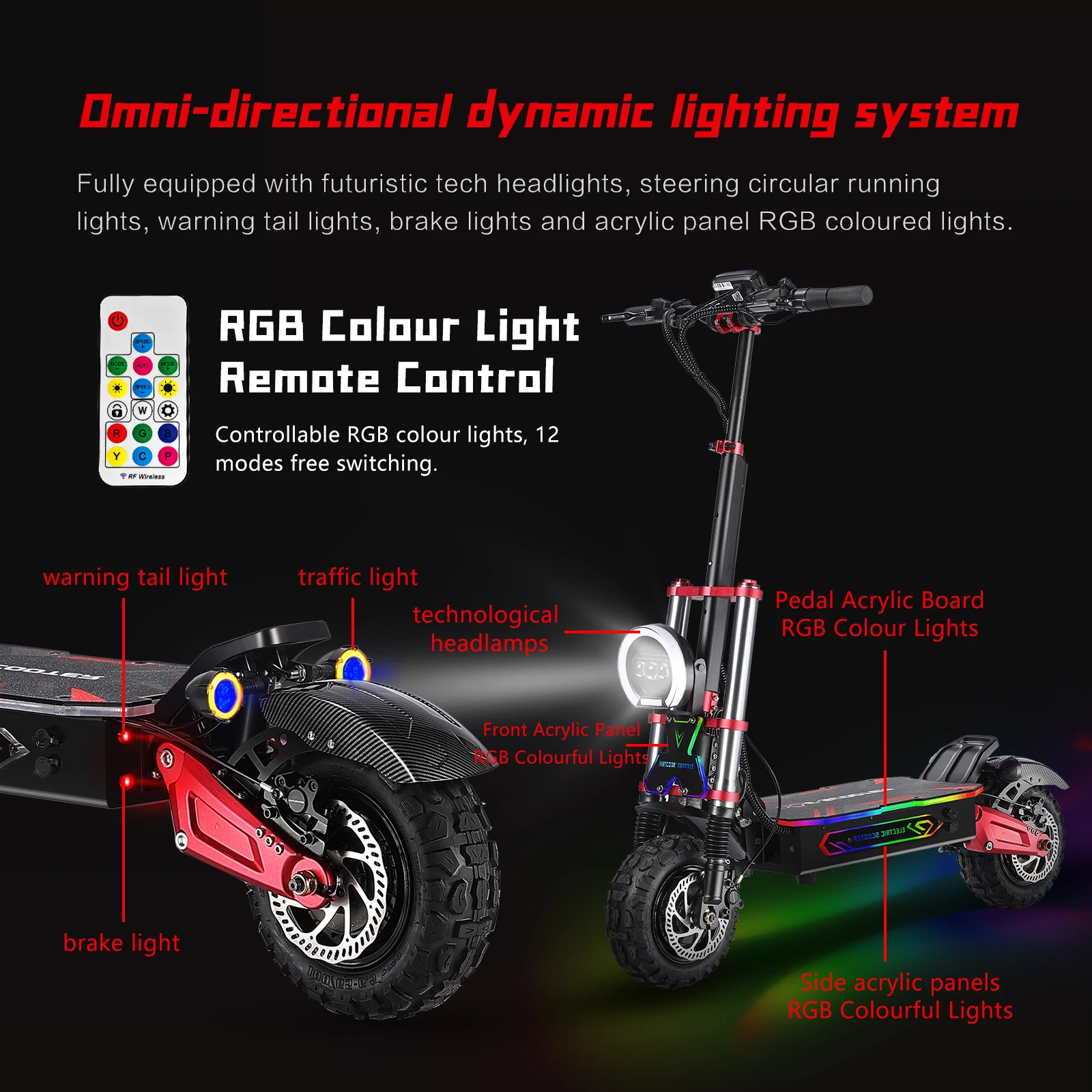 USA warehouse 55MPH 75 miles 6000w dual motor  NFC smart key 11 inch off road powerful adult electric scooters