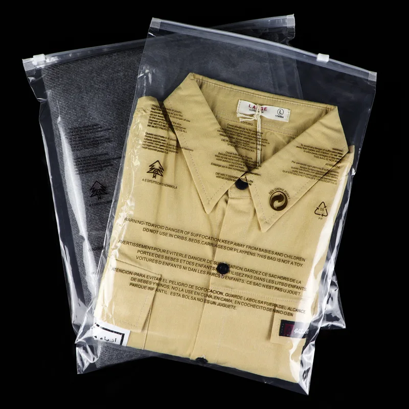 Clothing Packaging Plastic Ziplock Bags Custom Logo Frosted Plastic Packaging Clothes LDPE/CPE Transparent Zipper Bag
