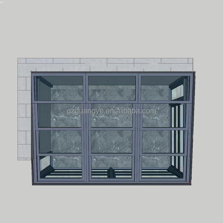 Patio Fireplace Sunroom Enclosure Aluminium Backyard Glass House Veranda With Glass Partitions Window