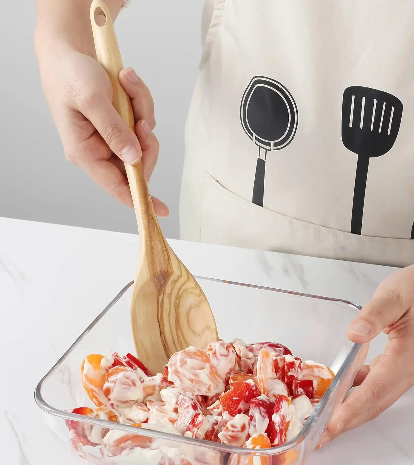 Olive Wood Utensis Set-8 PCS Natural Olive Wood Kitchen Cooking Tools with Fat Spatula