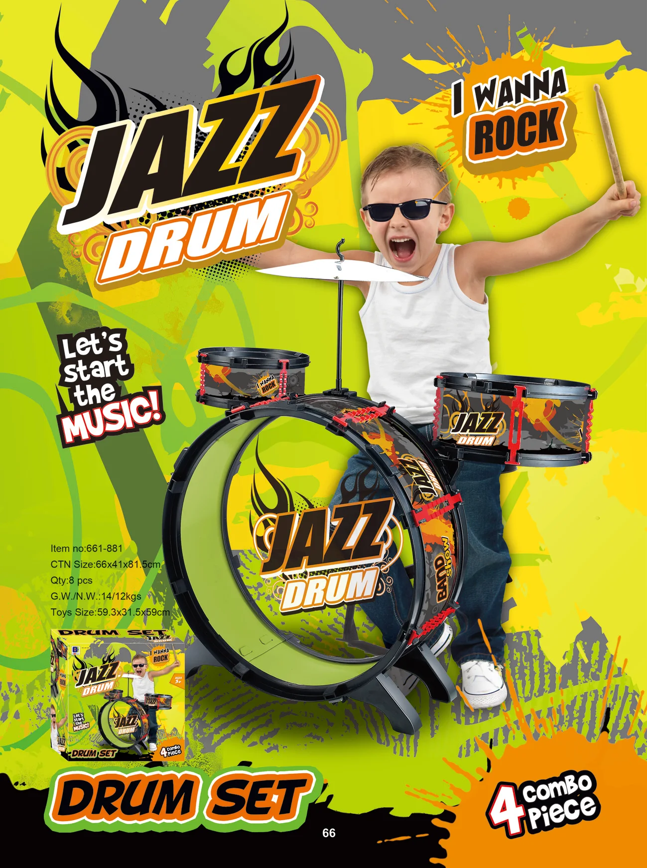 Drum Toy  Children Play Toys Small Jazz Musical Instruments Kids Percussion Jazz Drum For Sale kids Musical Instrument Toy