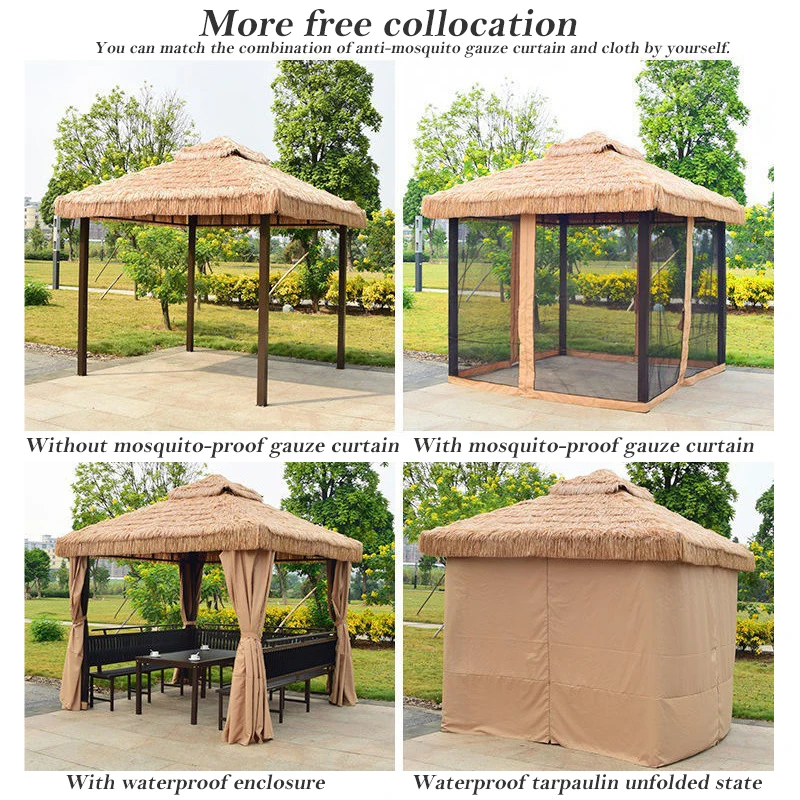 Juecheng home made gazebo design aluminium 3x3m straw outdoor gazebo for garden