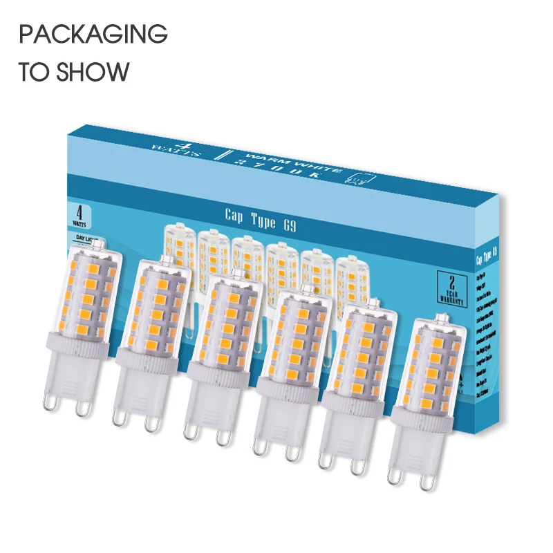 G9 LED Bulb Dimmable 4W 40 Watt G9 Halogen Equivalent 2700K Soft Warm White No-Flicker Chandelier Lighting