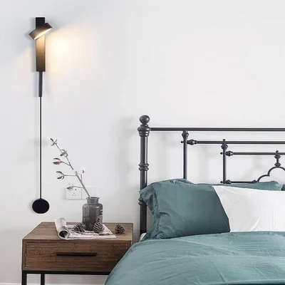 Black Gold Simple Rotating LED Indoor Wall Lamp Aluminum Body Decorative Aisle Rotary Switch for Bedroom Living Room Home