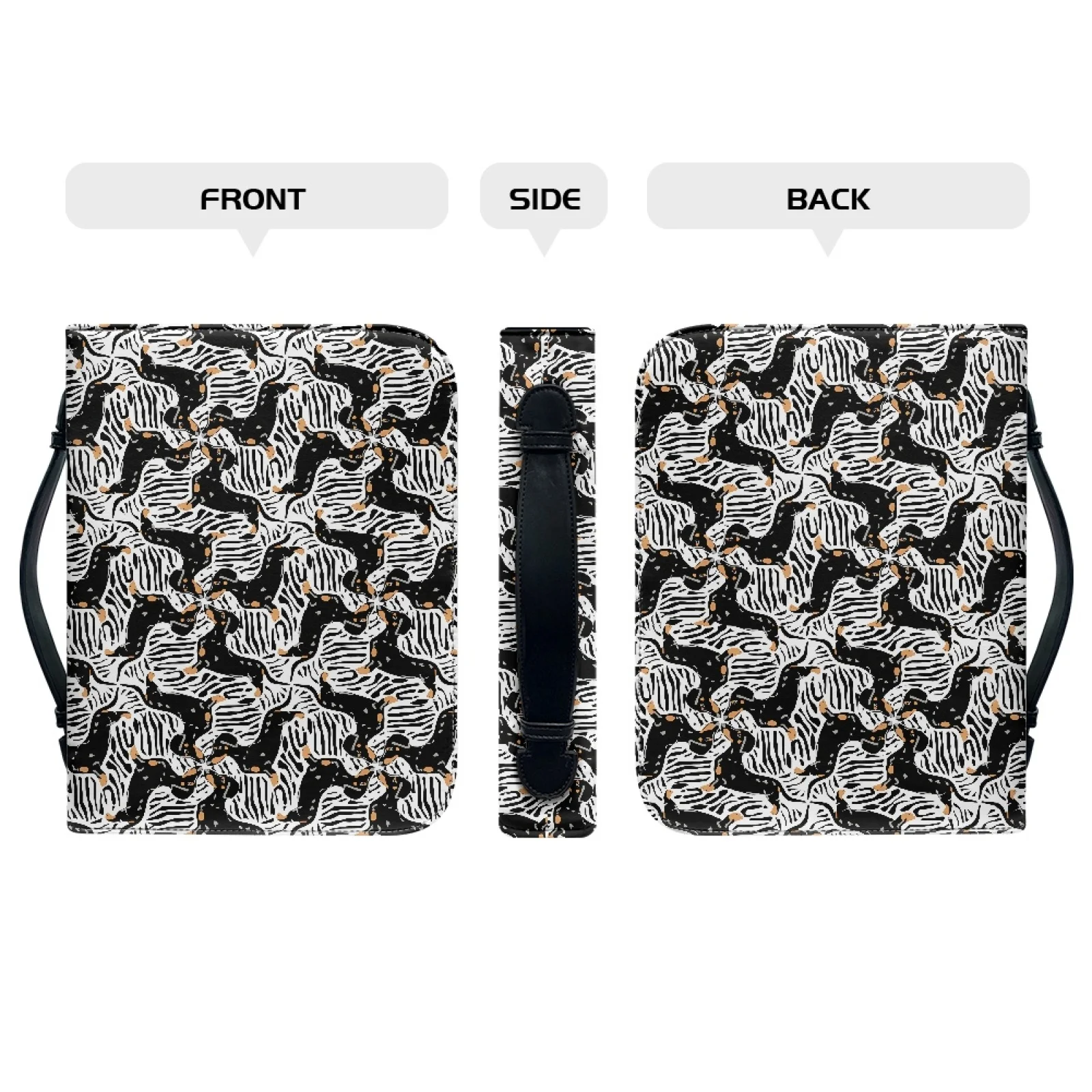 Custom Pattern Leather Bible Cover Book Cover Planner Cover with Handle Inside Pen Slots and Pockets for Men Women Bible Bag