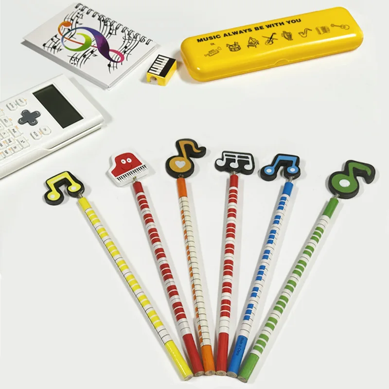 Cartoon Wooden Sketch Drawing Pen Fancy Stationery Musical Pencil Colorful Lead School Writing Supplies Use Promotional Purposes