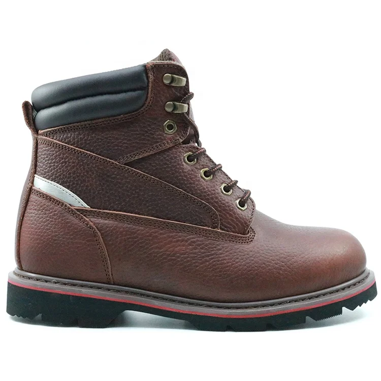 Abrasion resistant anti slip genuine leather steel toe cap industrial goodyear shoes boots safety