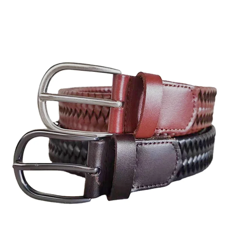 Wholesale Belt Fashion Casual Personality PU Leather Woven men Belts Leather men