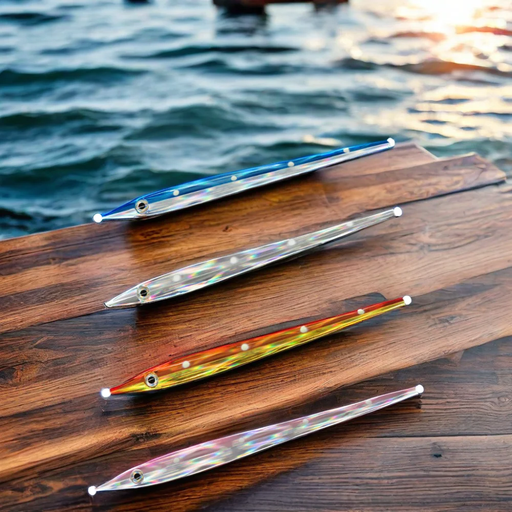 Jiggingpro Needle Jig Long Slim Vertical Jigging Lure 3D design Metal Jig For Tuna Saltwater Fishing Lure