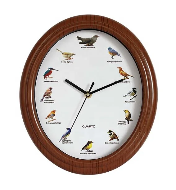 12 inch bird singing musical plastic wall clock bird sound alarm clock
