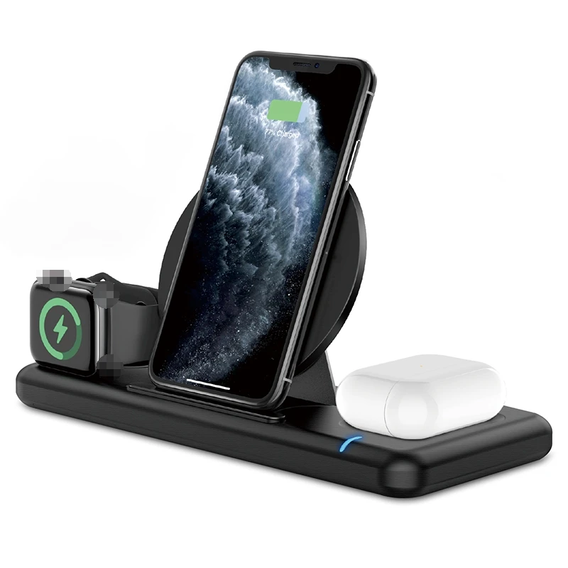 
2021 New 3 in 1 Wireless Charger 10W Fast Charge Station Aluminium Stand For iPhone12 Pro Max 