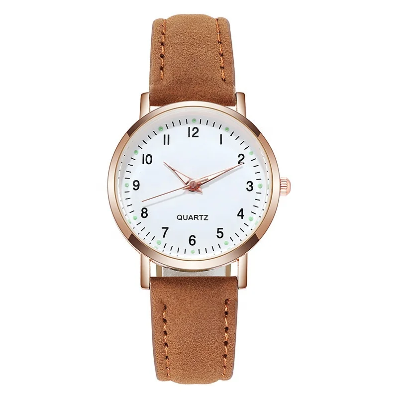 Factory Wholesale Different Colors Fashionable Nubuck Leather Noctilucent Quartz Watch For Women Men