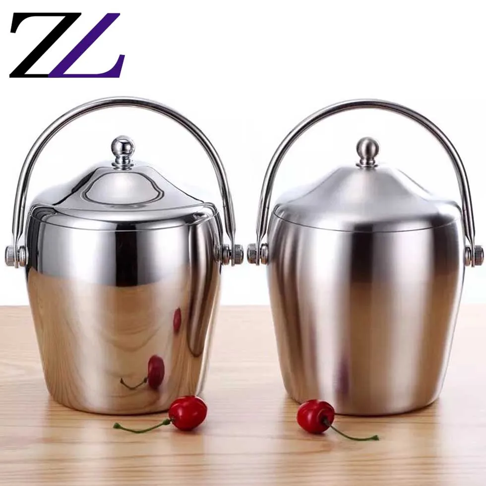 Commercial party catering customized vodka wine bottle ice bucket metal square double wall ice bucket night club ice bucket