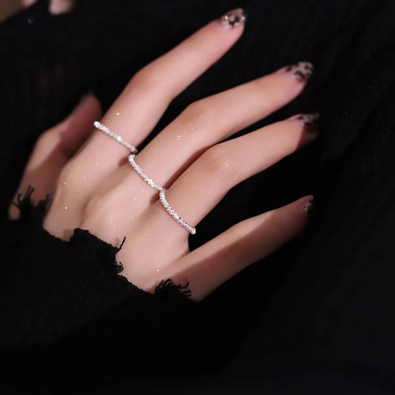 Ins класса люкс 18k настоящая позолота звено цепи Мода кольцо Bling сверкающий 925 Серебряное для вечерние ювелирные